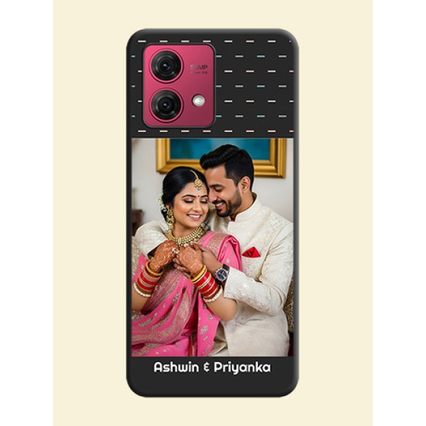 Line Pattern Design with Text on Space Black Custom Soft Matte Phone Back Cover - Motorola Moto G84 5G Line Pattern Design with Text on Space Black Custom Soft Matte Phone Back Cover - Motorola Moto G84 5G
