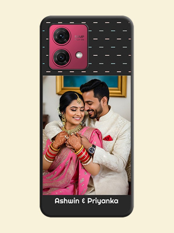 Line Pattern Design with Text on Space Black Custom Soft Matte Phone Back Cover - Motorola Moto G84 5G