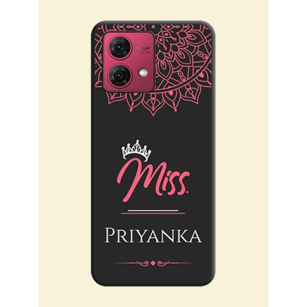 Mrs Name with Floral Design on Space Black Personalized Soft Matte Phone Covers - Motorola Moto G84 5G Mrs Name with Floral Design on Space Black Personalized Soft Matte Phone Covers - Motorola Moto G84 5G