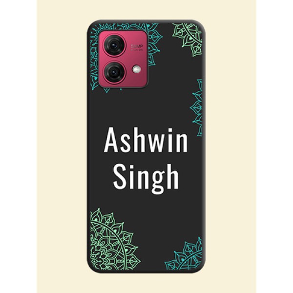 Your Name with Floral Design on Space Black Custom Soft Matte Back Cover - Motorola Moto G84 5G Your Name with Floral Design on Space Black Custom Soft Matte Back Cover - Motorola Moto G84 5G