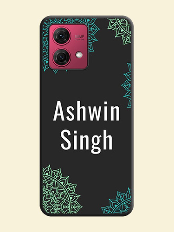 Your Name with Floral Design on Space Black Custom Soft Matte Back Cover - Motorola Moto G84 5G