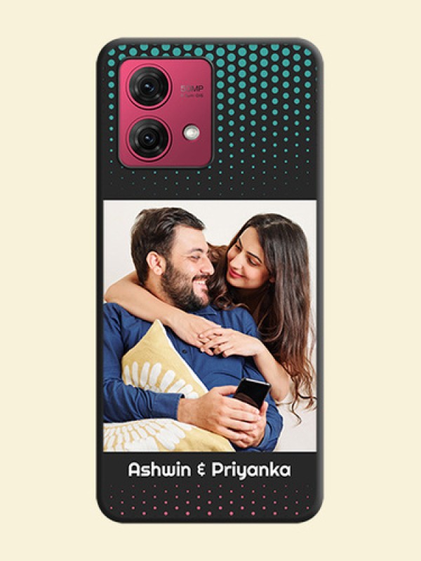 Faded Dots with Grunge Photo Frame and Text on Space Black Custom Soft Matte Phone Cases - Motorola Moto G84 5G