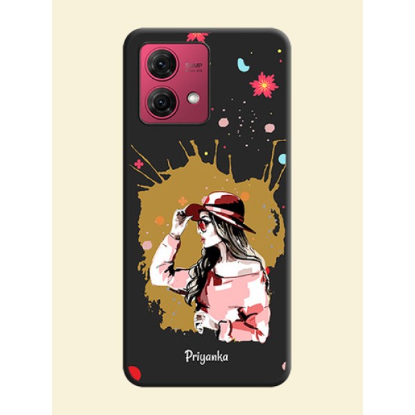 Mordern Lady With Color Splash Background With Custom Text On Space Black Personalized Soft Matte Phone Covers - Motorola Moto G84 5G Mordern Lady With Color Splash Background With Custom Text On Space Black Personalized Soft Matte Phone Covers - Motorola Moto G84 5G