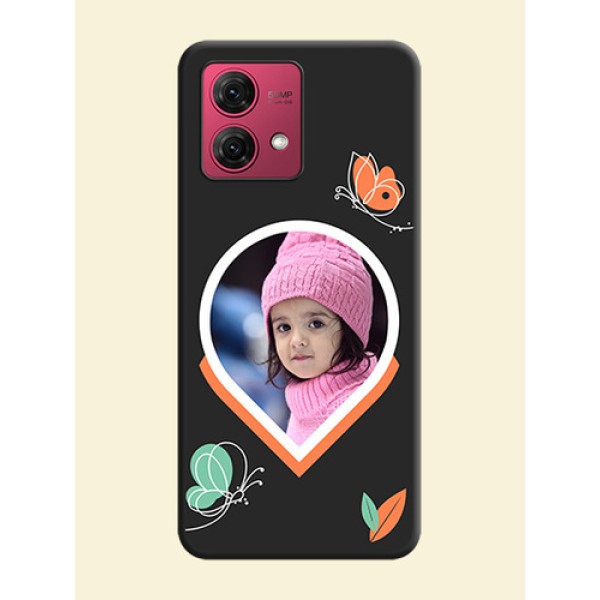 Upload Pic With Simple Butterly Design On Space Black Personalized Soft Matte Phone Covers - Motorola Moto G84 5G Upload Pic With Simple Butterly Design On Space Black Personalized Soft Matte Phone Covers - Motorola Moto G84 5G