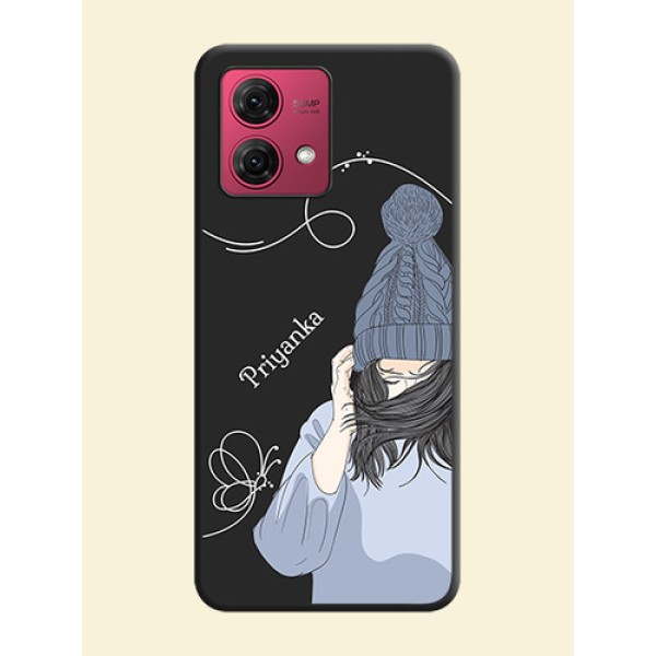Girl With Blue Winter Outfiit Custom Text Design On Space Black Personalized Soft Matte Phone Covers - Motorola Moto G84 5G Girl With Blue Winter Outfiit Custom Text Design On Space Black Personalized Soft Matte Phone Covers - Motorola Moto G84 5G