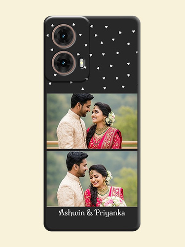Miniature Love Symbols with Name On Space Black Custom Soft Matte Mobile Back Cover - Motorola Moto G85 5G