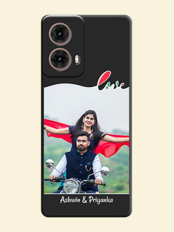 Fall in Love Pattern with Picture on Photo On Space Black Custom Soft Matte Mobile Back Cover - Motorola Moto G85 5G