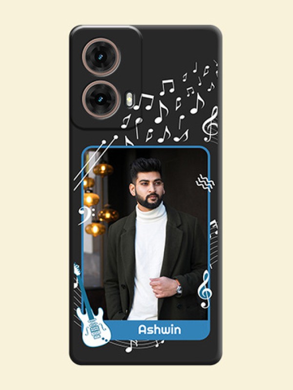 Musical Theme Design with Text on Photo On Space Black Custom Soft Matte Mobile Back Cover - Motorola Moto G85 5G
