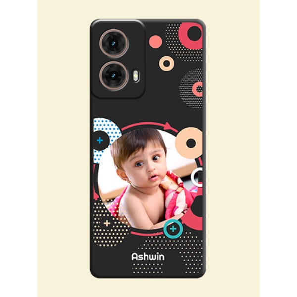 Multicoloured Round Image On Space Black Custom Soft Matte Mobile Back Cover - Motorola Moto G85 5G Multicoloured Round Image On Space Black Custom Soft Matte Mobile Back Cover - Motorola Moto G85 5G