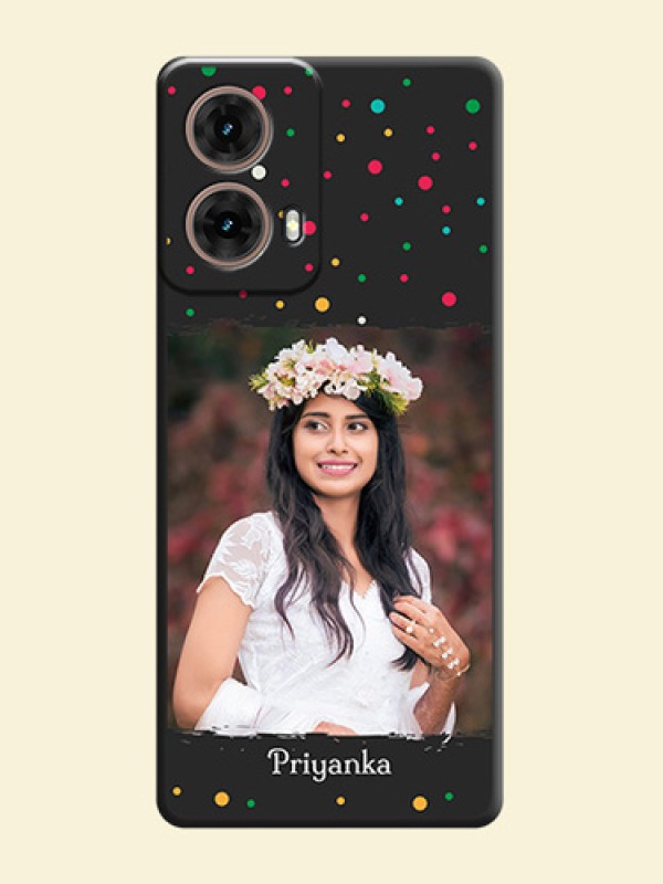 Multicolor Dotted Pattern with Text On Space Black Custom Soft Matte Mobile Back Cover - Motorola Moto G85 5G