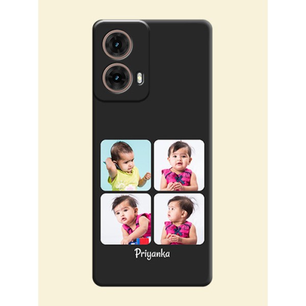 Floral Art with 6 Image Holder on Photo On Space Black Custom Soft Matte Mobile Back Cover - Motorola Moto G85 5G Floral Art with 6 Image Holder on Photo On Space Black Custom Soft Matte Mobile Back Cover - Motorola Moto G85 5G