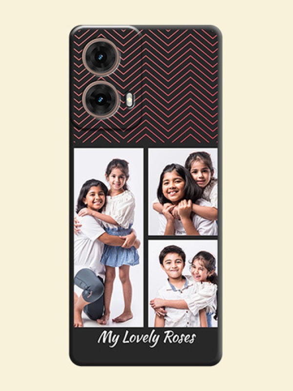 Wave Pattern with 3 Image Holder On Space Black Custom Soft Matte Mobile Back Cover - Motorola Moto G85 5G