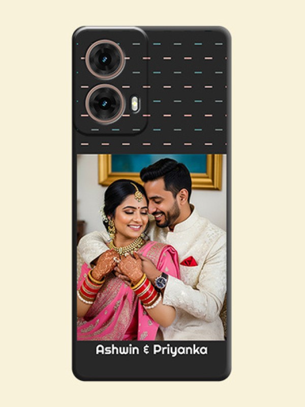 Line Pattern Design with Text On Space Black Custom Soft Matte Mobile Back Cover - Motorola Moto G85 5G