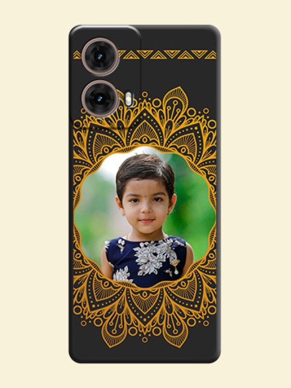 Round Image with Floral Design On Space Black Custom Soft Matte Mobile Back Cover - Motorola Moto G85 5G