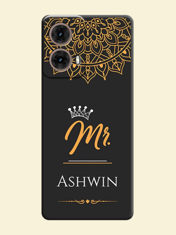 Mr Name with Floral Design On Space Black Custom Soft Matte Mobile Back Cover - Motorola Moto G85 5G