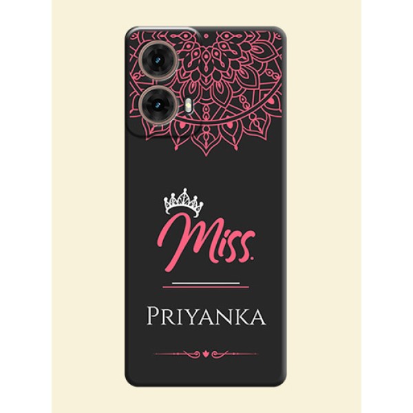 Mrs Name with Floral Design On Space Black Custom Soft Matte Mobile Back Cover - Motorola Moto G85 5G Mrs Name with Floral Design On Space Black Custom Soft Matte Mobile Back Cover - Motorola Moto G85 5G