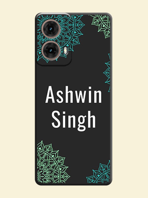 Your Name with Floral Design On Space Black Custom Soft Matte Mobile Back Cover - Motorola Moto G85 5G