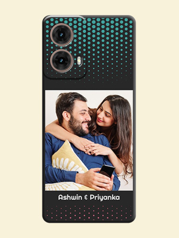 Faded Dots with Grunge Photo Frame and Text On Space Black Custom Soft Matte Mobile Back Cover - Motorola Moto G85 5G