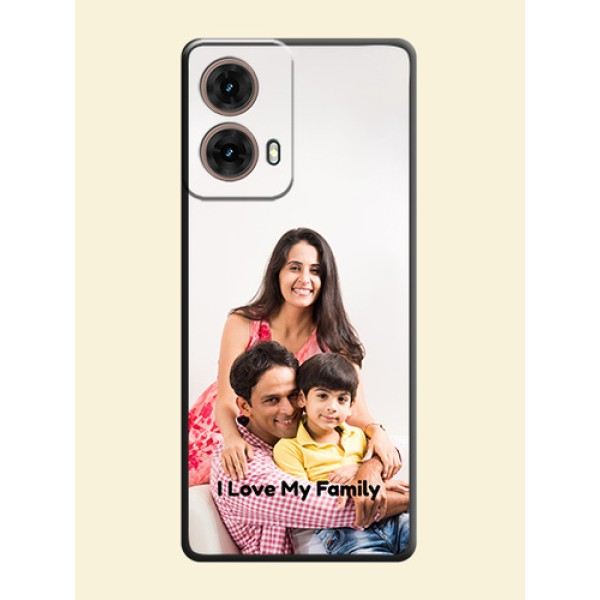 Full Single Pic Upload With Text On Space Black Custom Soft Matte Mobile Back Cover - Motorola Moto G85 5G Full Single Pic Upload With Text On Space Black Custom Soft Matte Mobile Back Cover - Motorola Moto G85 5G