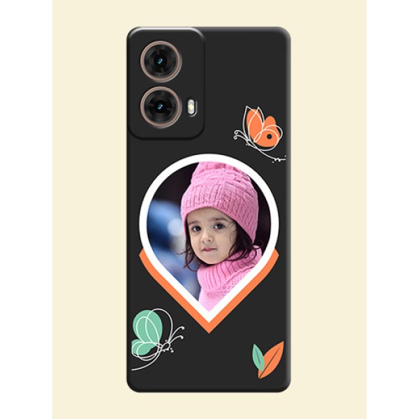Upload Pic With Simple Butterly Design On Space Black Custom Soft Matte Mobile Back Cover - Motorola Moto G85 5G Upload Pic With Simple Butterly Design On Space Black Custom Soft Matte Mobile Back Cover - Motorola Moto G85 5G