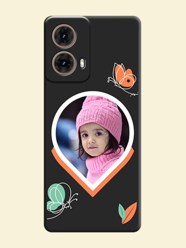Upload Pic With Simple Butterly Design On Space Black Custom Soft Matte Mobile Back Cover - Motorola Moto G85 5G