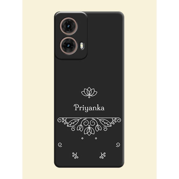 Lotus Garden Custom Text On Space Black Custom Soft Matte Mobile Back Cover - Motorola Moto G85 5G Lotus Garden Custom Text On Space Black Custom Soft Matte Mobile Back Cover - Motorola Moto G85 5G
