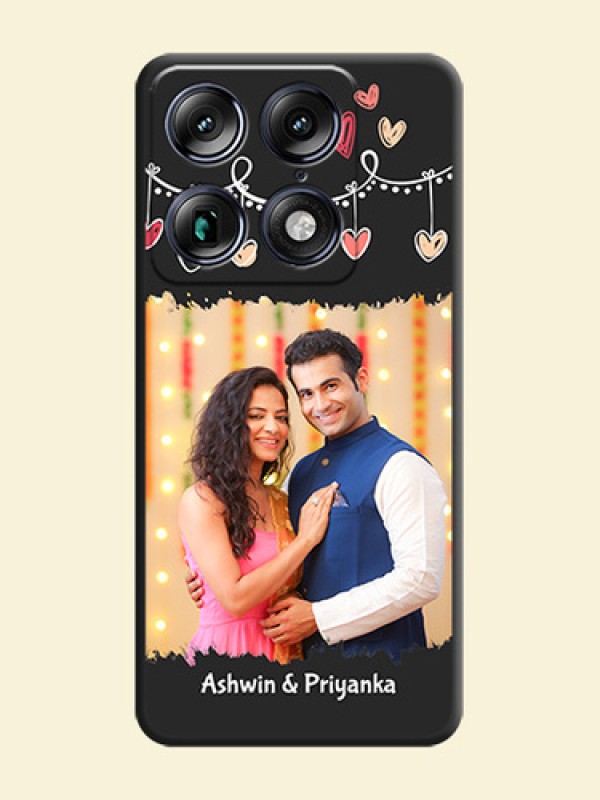 Pink Love Hangings with Name On Space Black Custom Soft Matte Mobile Back Cover - Motorola Signature 5G