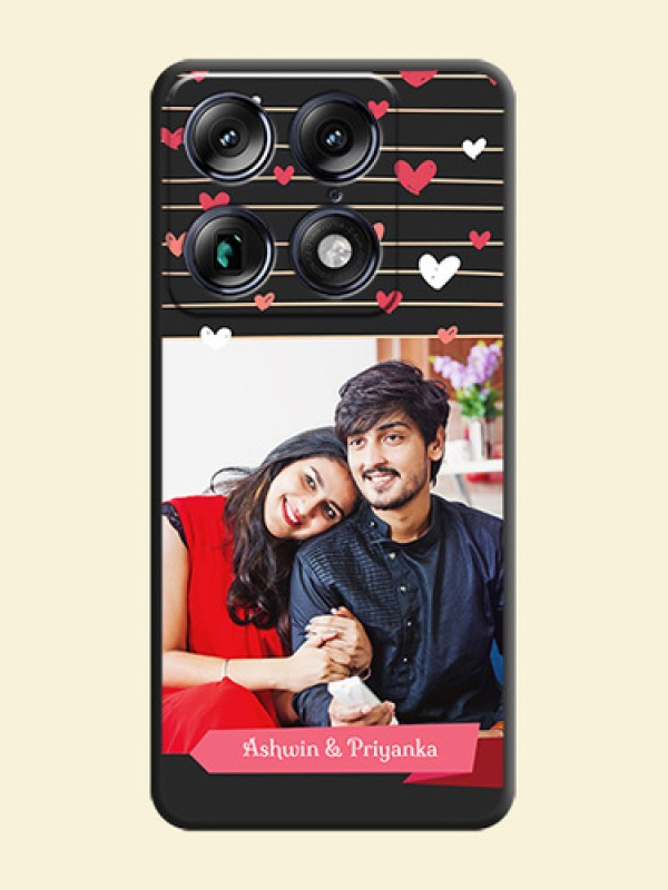 Love Pattern with Name on Pink Ribbon on Photo On Space Black Custom Soft Matte Mobile Back Cover - Motorola Signature 5G