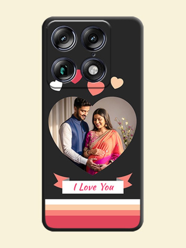 Love Shaped Photo with Colorful Stripes On Space Black Custom Soft Matte Mobile Back Cover - Motorola Signature 5G
