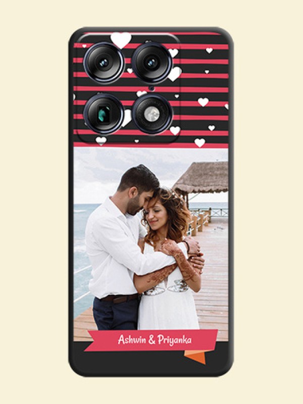 White Color Love Symbols with Pink Lines Pattern On Space Black Custom Soft Matte Mobile Back Cover - Motorola Signature 5G