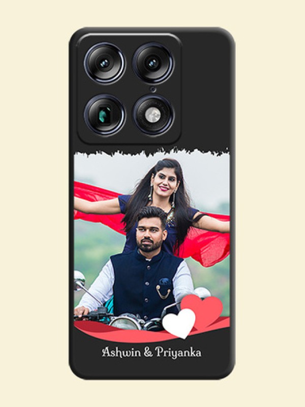 Pin Color Love Shaped Ribbon Design with Text On Space Black Custom Soft Matte Mobile Back Cover - Motorola Signature 5G