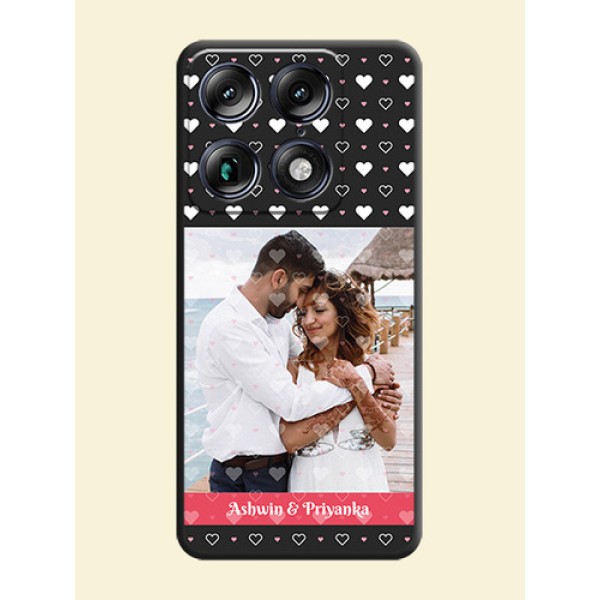 White Color Love Symbols with Text Design on Photo On Space Black Custom Soft Matte Mobile Back Cover - Motorola Signature 5G