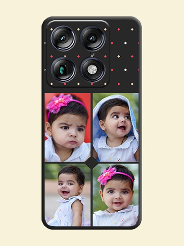 Multicolor Dotted Pattern with 4 Image Holder On Space Black Custom Soft Matte Mobile Back Cover - Motorola Signature 5G