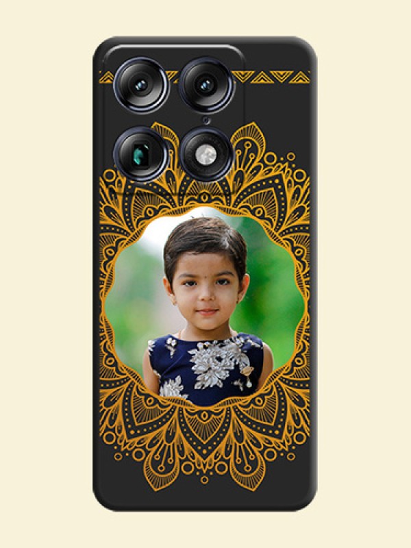 Round Image with Floral Design On Space Black Custom Soft Matte Mobile Back Cover - Motorola Signature 5G