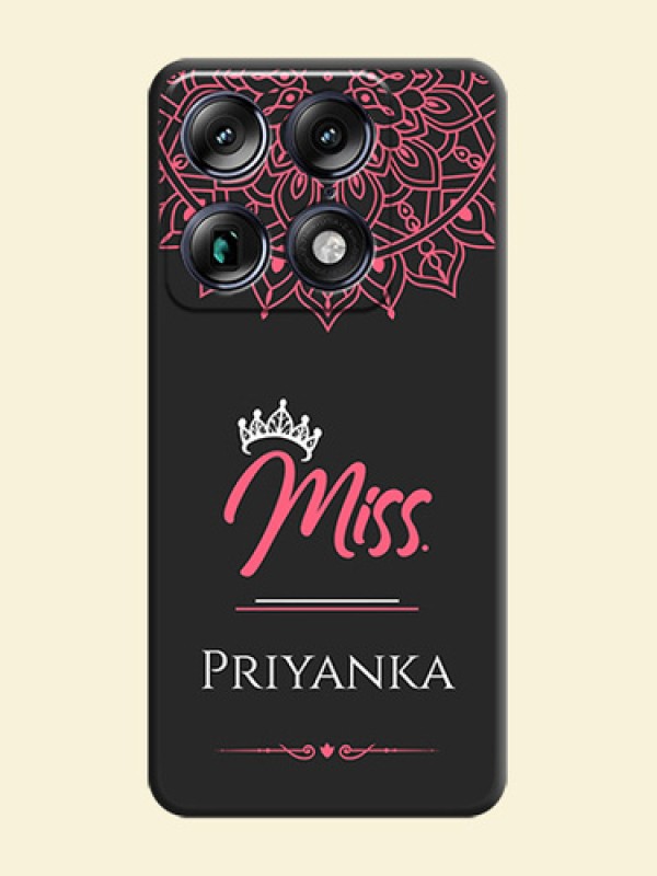 Mrs Name with Floral Design On Space Black Custom Soft Matte Mobile Back Cover - Motorola Signature 5G