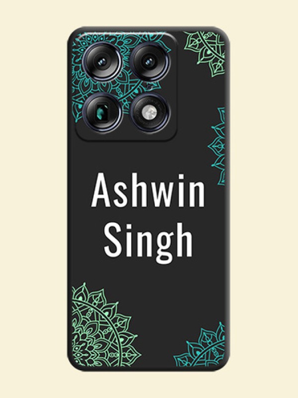Your Name with Floral Design On Space Black Custom Soft Matte Mobile Back Cover - Motorola Signature 5G