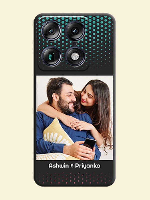 Faded Dots with Grunge Photo Frame and Text On Space Black Custom Soft Matte Mobile Back Cover - Motorola Signature 5G