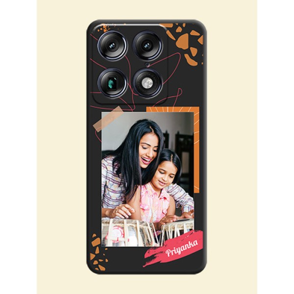 Orange Photo Frame On Space Black Custom Soft Matte Mobile Back Cover - Motorola Signature 5G Orange Photo Frame On Space Black Custom Soft Matte Mobile Back Cover - Motorola Signature 5G