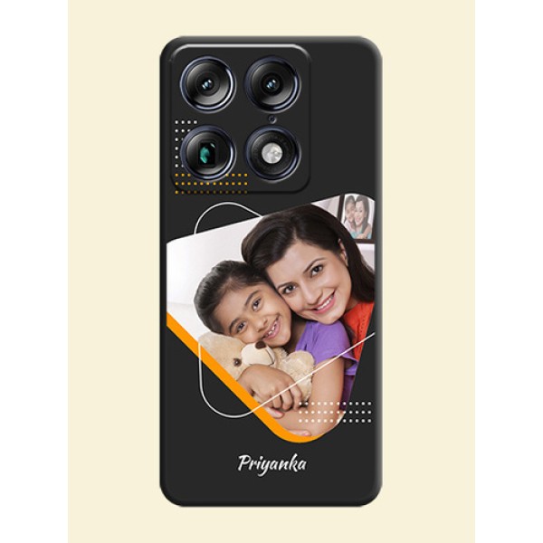 Yellow Triangle on Photo On Space Black Custom Soft Matte Mobile Back Cover - Motorola Signature 5G