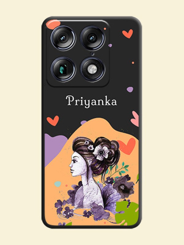 Namecase For Her With Fancy Lady Image On Space Black Custom Soft Matte Mobile Back Cover - Motorola Signature 5G