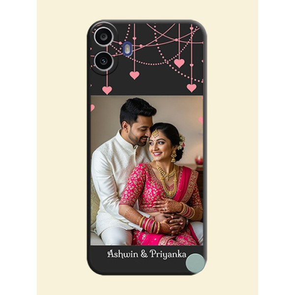Pink Love Hangings with Text On Space Black Custom Soft Matte Mobile Back Cover - Nothing Cmf Phone 1 Pink Love Hangings with Text On Space Black Custom Soft Matte Mobile Back Cover - Nothing Cmf Phone 1