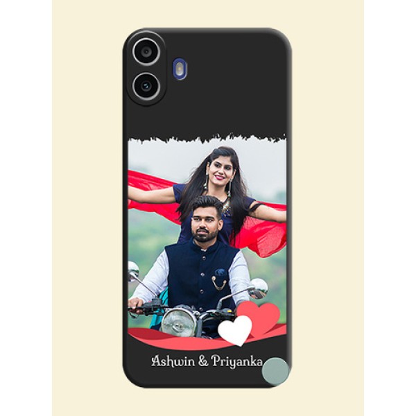 Pin Color Love Shaped Ribbon Design with Text On Space Black Custom Soft Matte Mobile Back Cover - Nothing Cmf Phone 1 Pin Color Love Shaped Ribbon Design with Text On Space Black Custom Soft Matte Mobile Back Cover - Nothing Cmf Phone 1