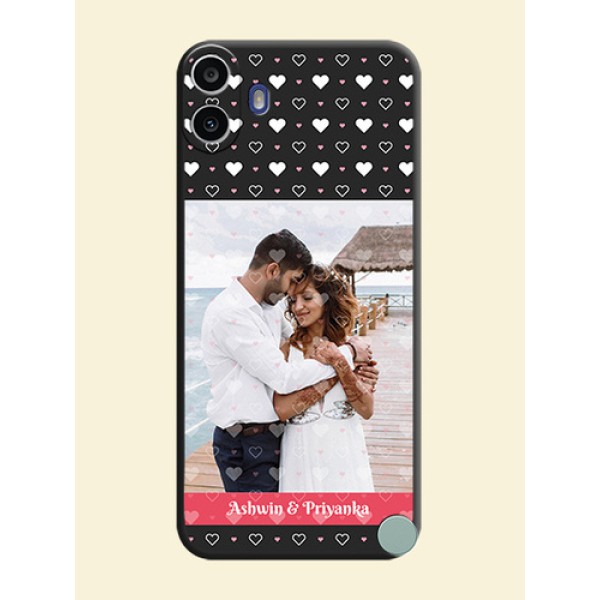 White Color Love Symbols with Text Design on Photo On Space Black Custom Soft Matte Mobile Back Cover - Nothing Cmf Phone 1