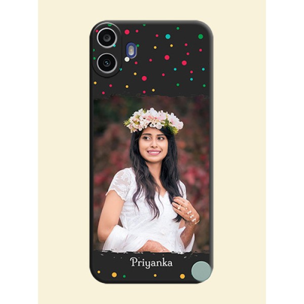 Multicolor Dotted Pattern with Text On Space Black Custom Soft Matte Mobile Back Cover - Nothing Cmf Phone 1 Multicolor Dotted Pattern with Text On Space Black Custom Soft Matte Mobile Back Cover - Nothing Cmf Phone 1