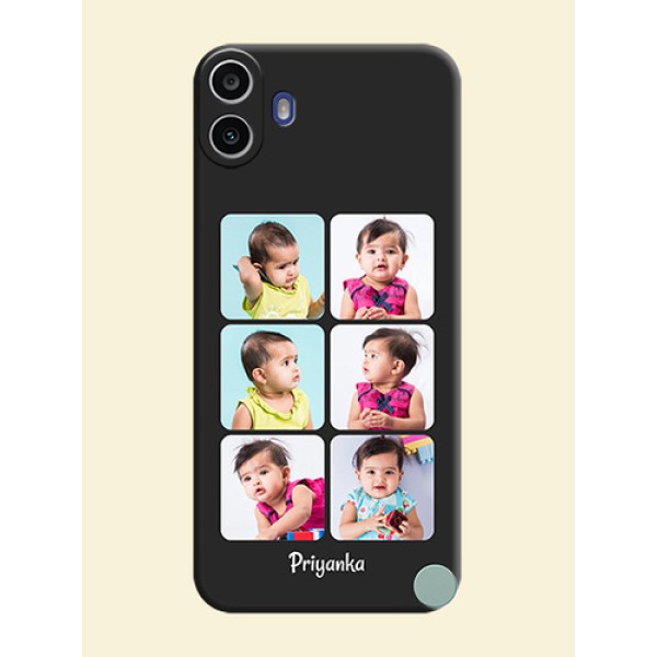 Floral Art with 6 Image Holder on Photo On Space Black Custom Soft Matte Mobile Back Cover - Nothing Cmf Phone 1 Floral Art with 6 Image Holder on Photo On Space Black Custom Soft Matte Mobile Back Cover - Nothing Cmf Phone 1