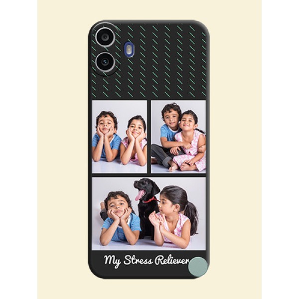 Cross Dotted Pattern with 2 Image Holder On Space Black Custom Soft Matte Mobile Back Cover - Nothing Cmf Phone 1 Cross Dotted Pattern with 2 Image Holder On Space Black Custom Soft Matte Mobile Back Cover - Nothing Cmf Phone 1