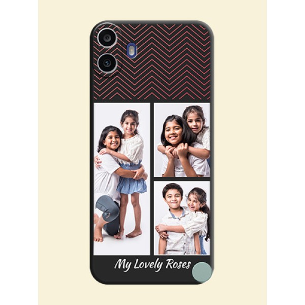 Wave Pattern with 3 Image Holder On Space Black Custom Soft Matte Mobile Back Cover - Nothing Cmf Phone 1 Wave Pattern with 3 Image Holder On Space Black Custom Soft Matte Mobile Back Cover - Nothing Cmf Phone 1