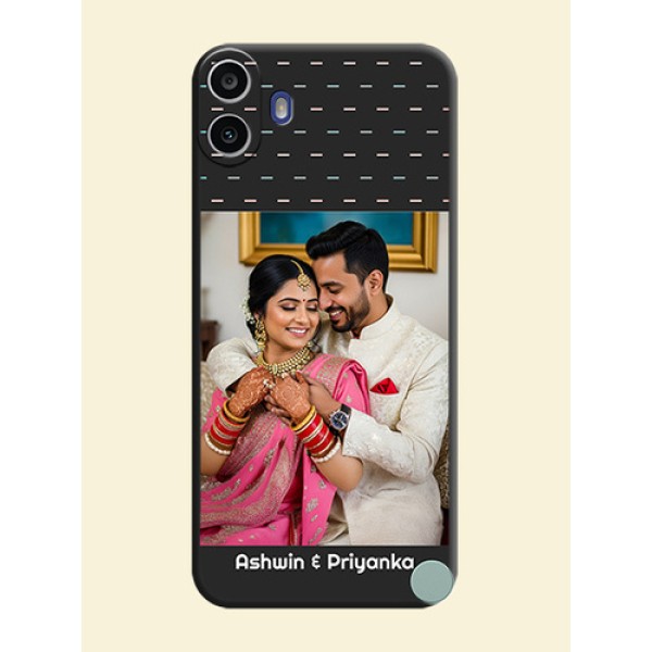 Line Pattern Design with Text On Space Black Custom Soft Matte Mobile Back Cover - Nothing Cmf Phone 1 Line Pattern Design with Text On Space Black Custom Soft Matte Mobile Back Cover - Nothing Cmf Phone 1