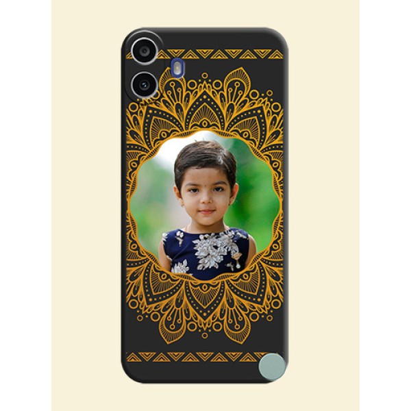 Round Image with Floral Design On Space Black Custom Soft Matte Mobile Back Cover - Nothing Cmf Phone 1 Round Image with Floral Design On Space Black Custom Soft Matte Mobile Back Cover - Nothing Cmf Phone 1