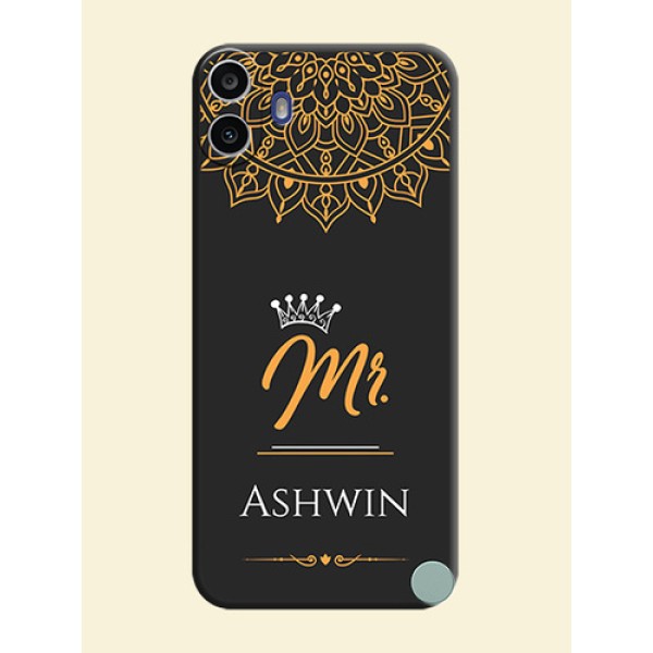 Mr Name with Floral Design On Space Black Custom Soft Matte Mobile Back Cover - Nothing Cmf Phone 1 Mr Name with Floral Design On Space Black Custom Soft Matte Mobile Back Cover - Nothing Cmf Phone 1